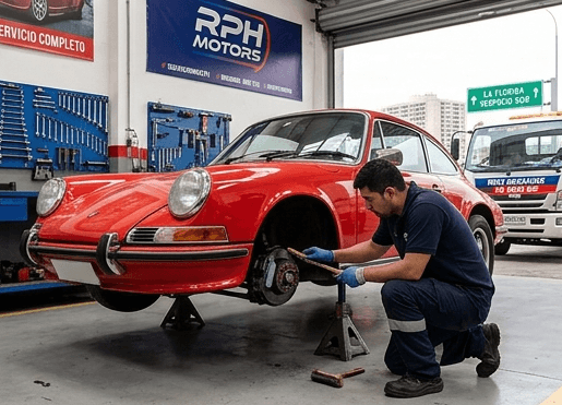 Porsche 911 clásico en mantención en el taller RPH Motors